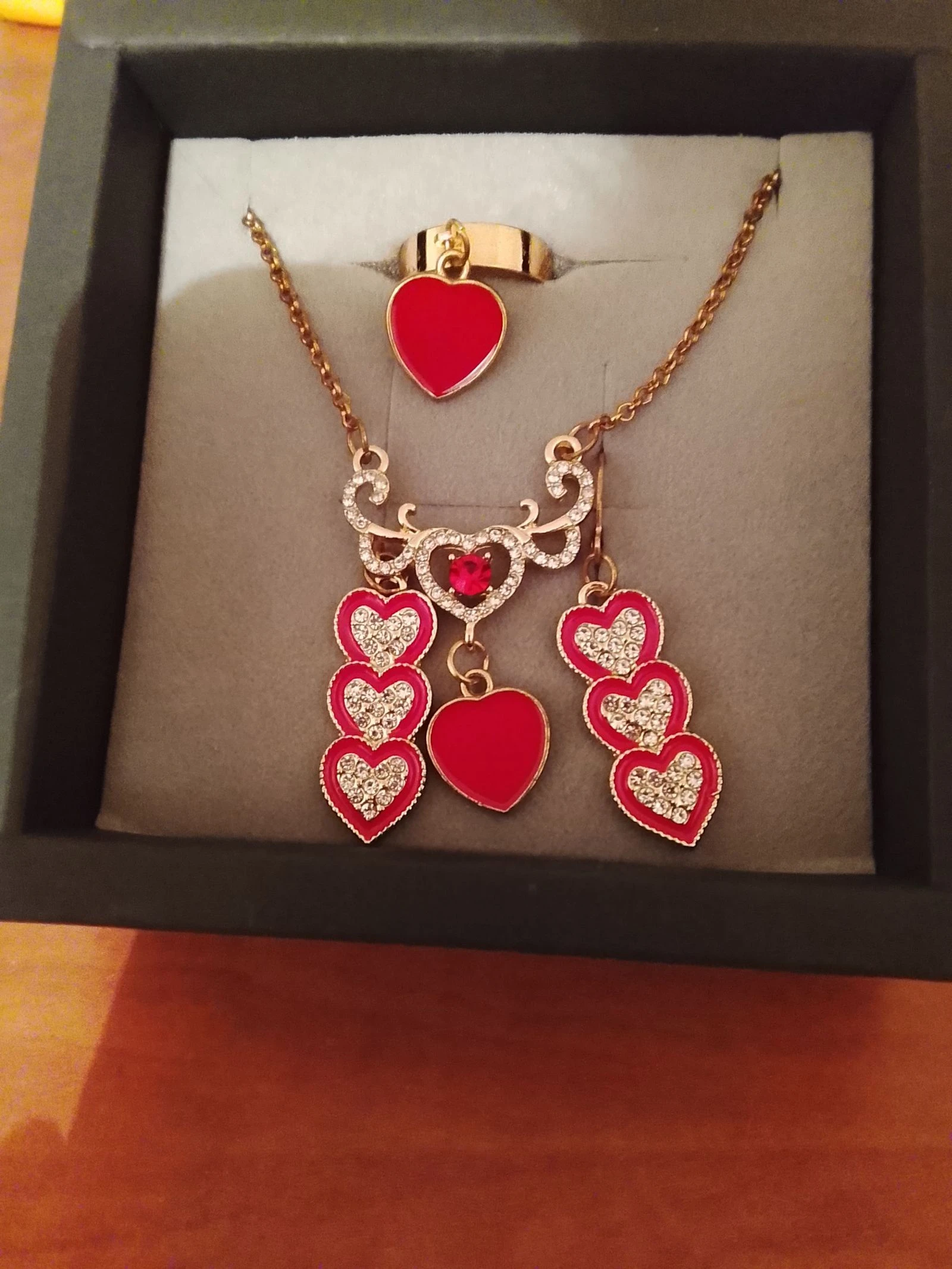 Parure complète coeur rouge